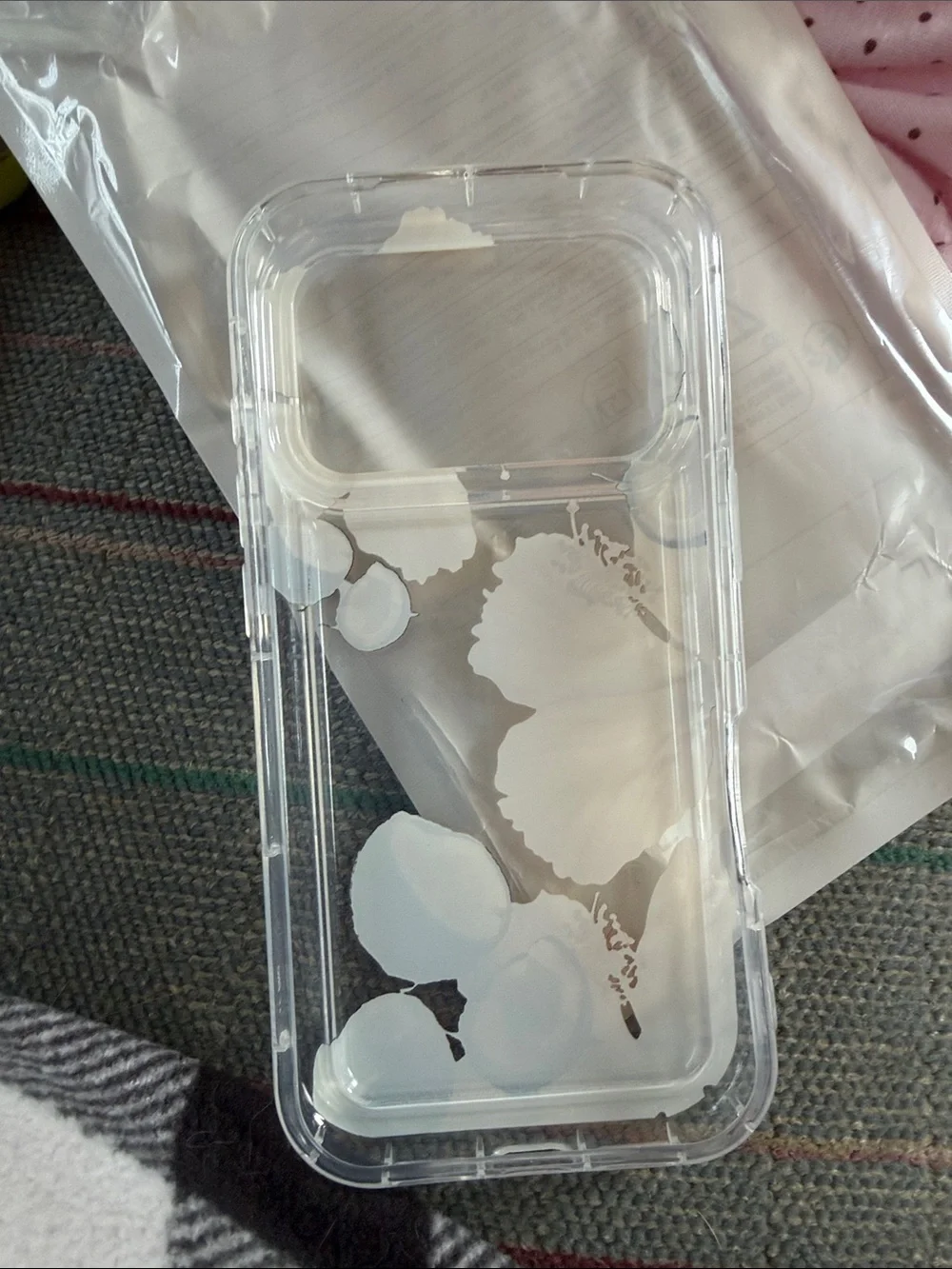 SHEIN Beige Coconut Floral Clear Phone Case